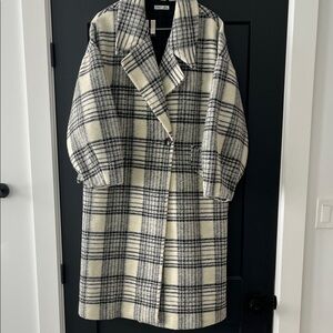 Dex Black and White Checkered Trench Coat